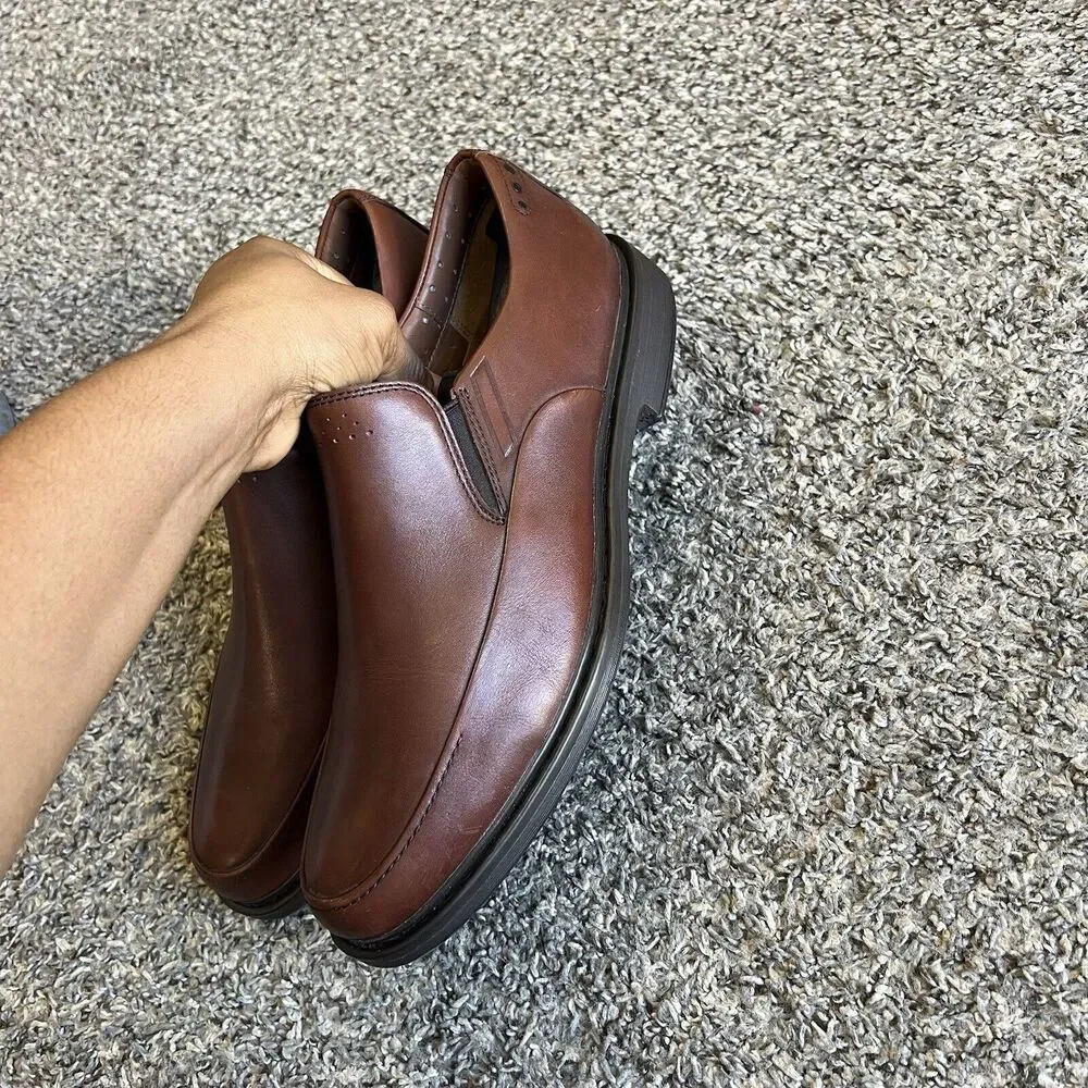 Clarks Active Air Vent Brown Leather Loafers Shoes Mens 9.5 M Slip On Comfort - Picture 7 of 10